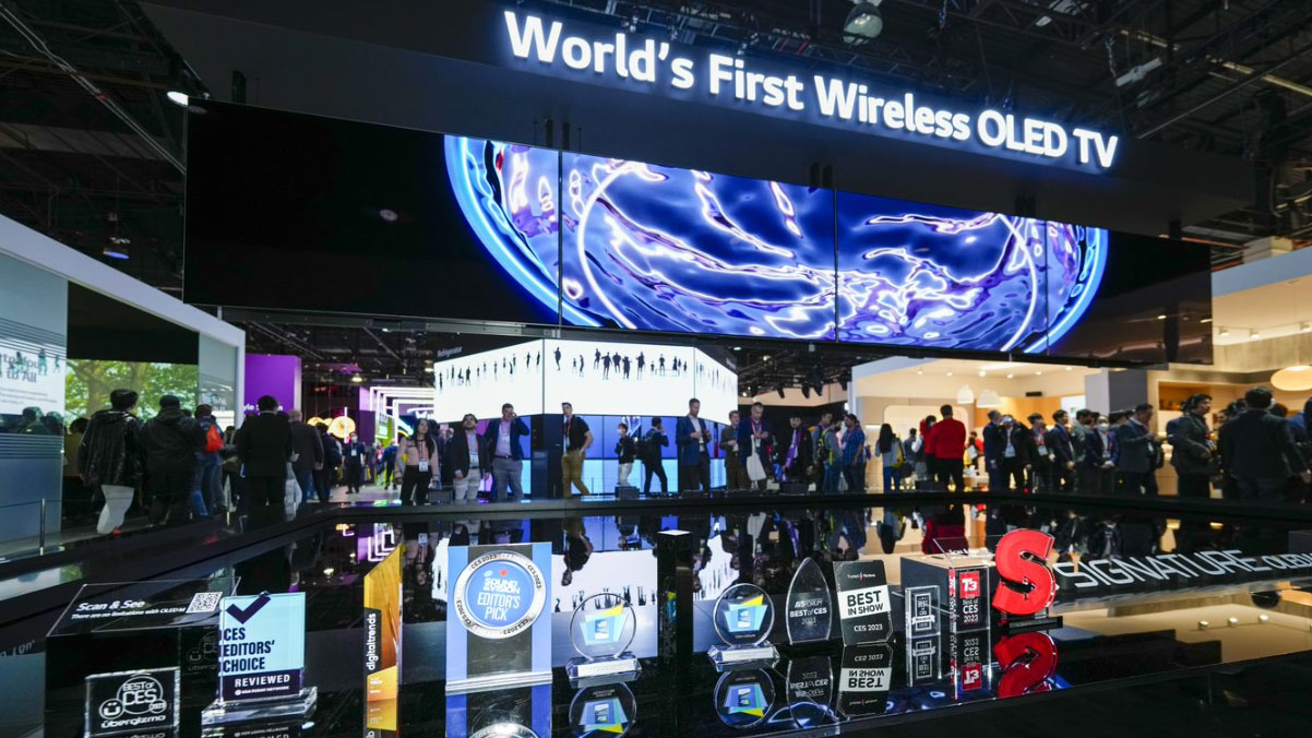 Image shows the LG booth at CES 2023.