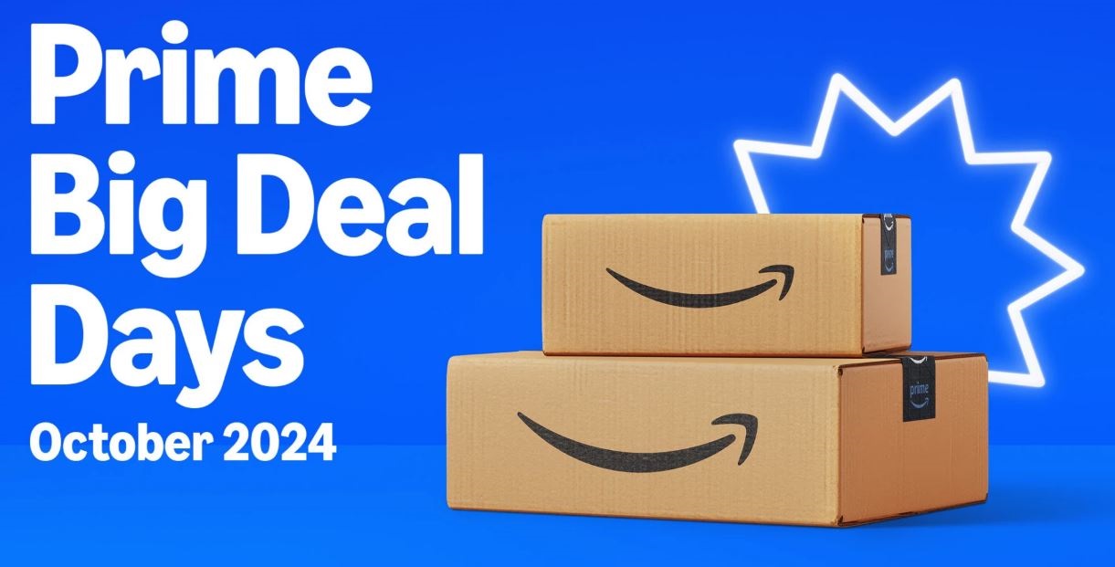 prime big deal days with parcels on a blue background