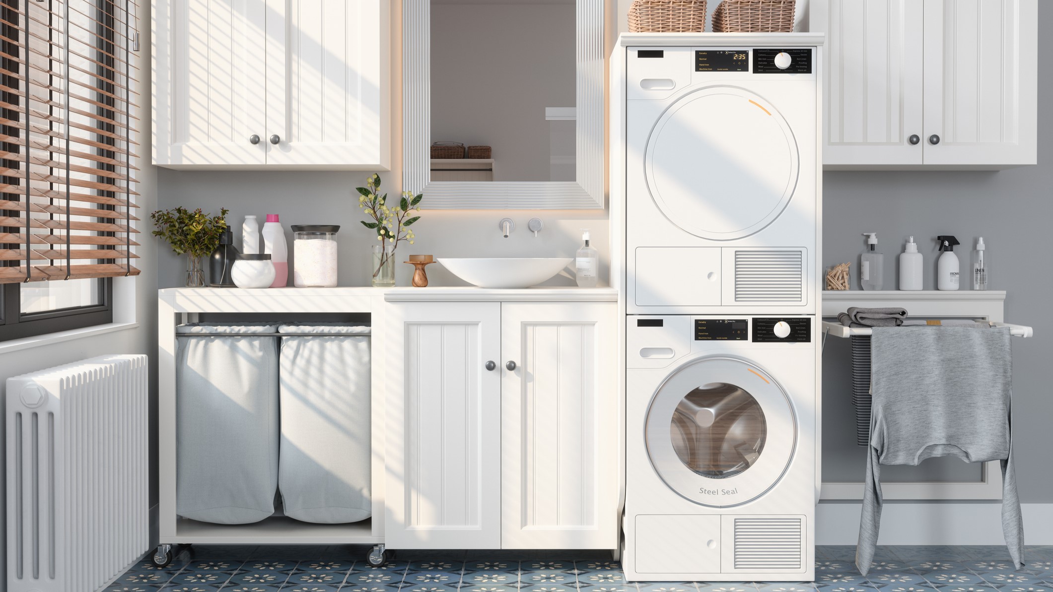 Stacking washer dryers